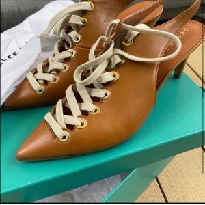 Derek Lam Aisha slingback pump cognac colored cream laces super cute